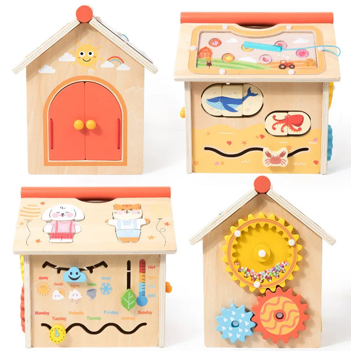 Wooden Activity House Toy for Hands-On Early Learning
