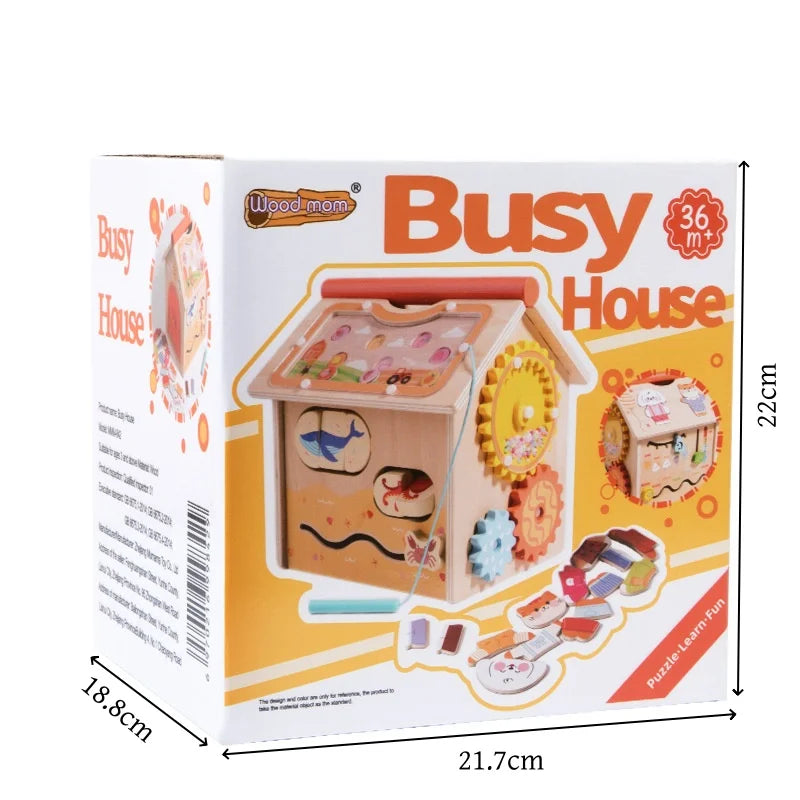 Wooden Activity House Toy for Hands-On Early Learning