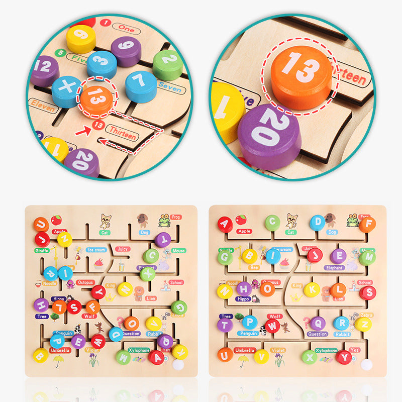 Wooden Letter Puzzle Maze for Screen-Free Learning