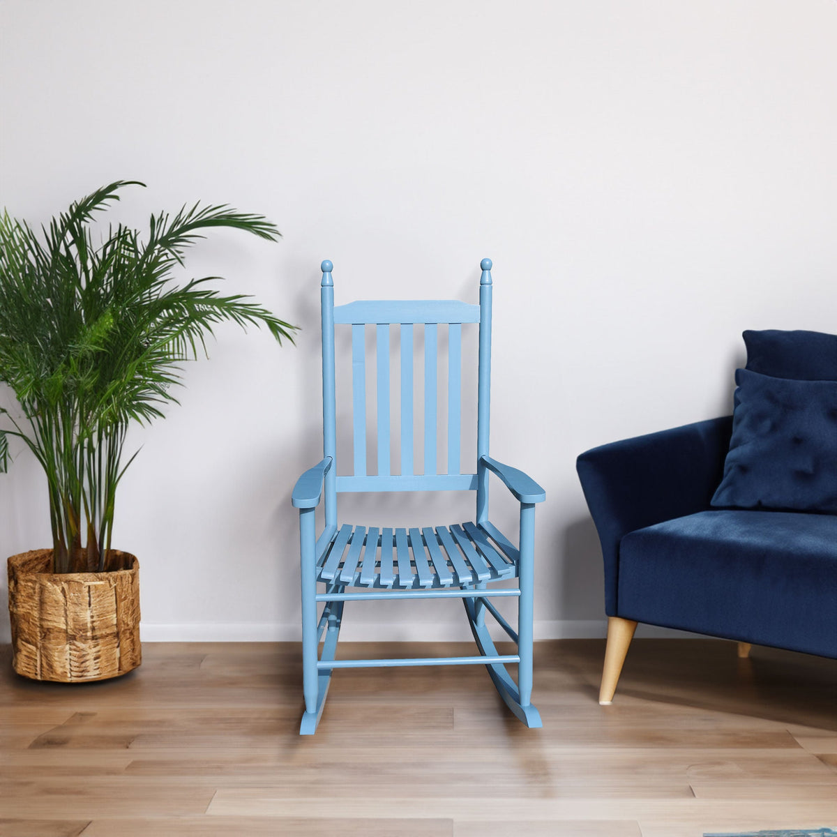Powder Blue Wooden Porch Rocking Chair for Classic Comfort