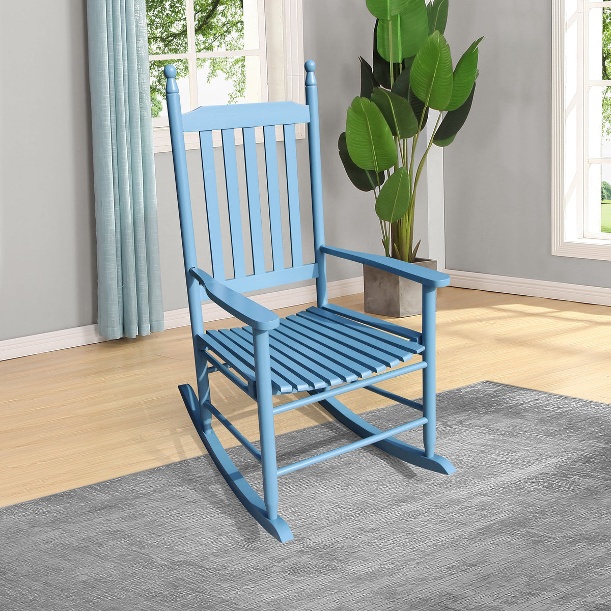 Powder Blue Wooden Porch Rocking Chair for Classic Comfort