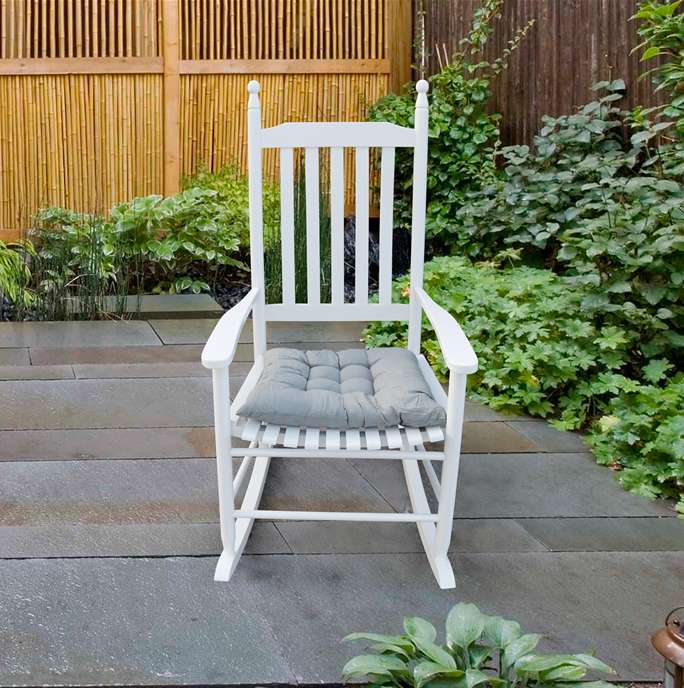 White Wooden Porch Rocker for Relaxed Outdoor Comfort
