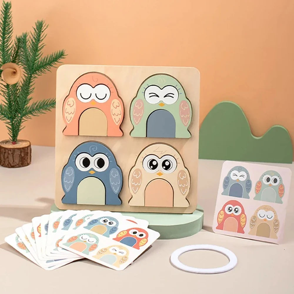 Wooden Owl Puzzle Board for Screen-Free Learning Play