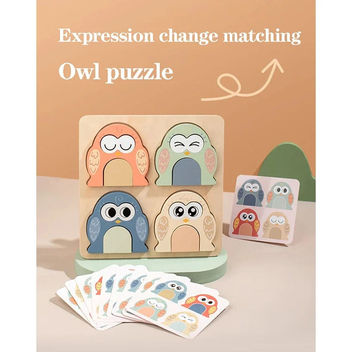 Wooden Owl Puzzle Board for Screen-Free Learning Play
