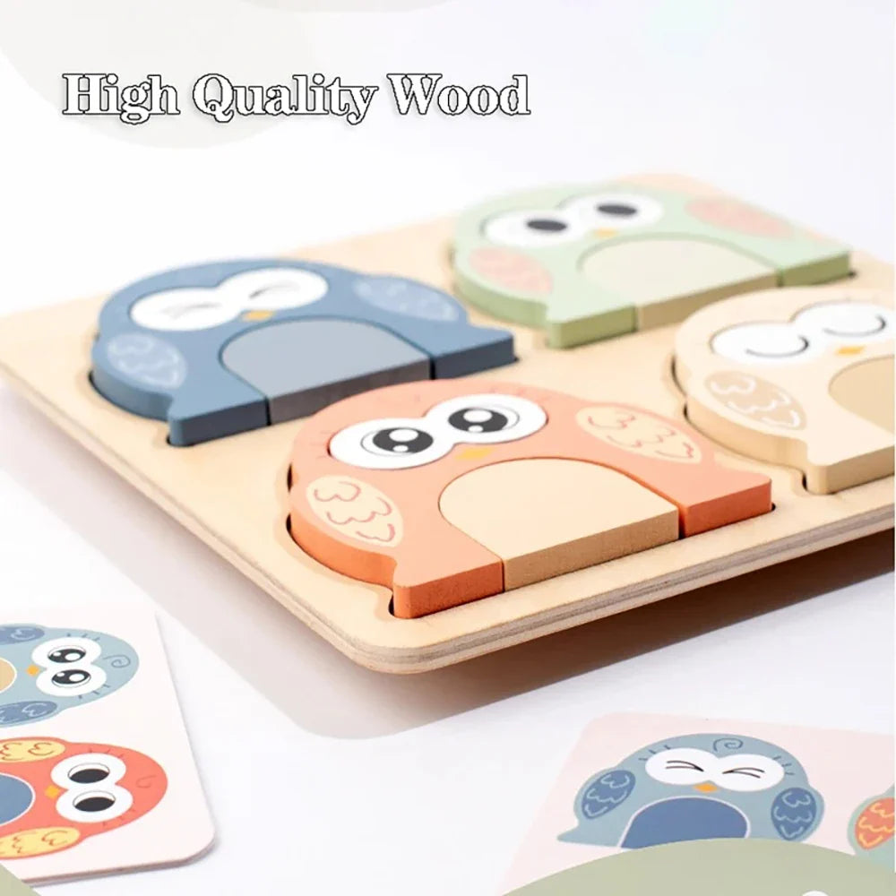 Wooden Owl Puzzle Board for Screen-Free Learning Play