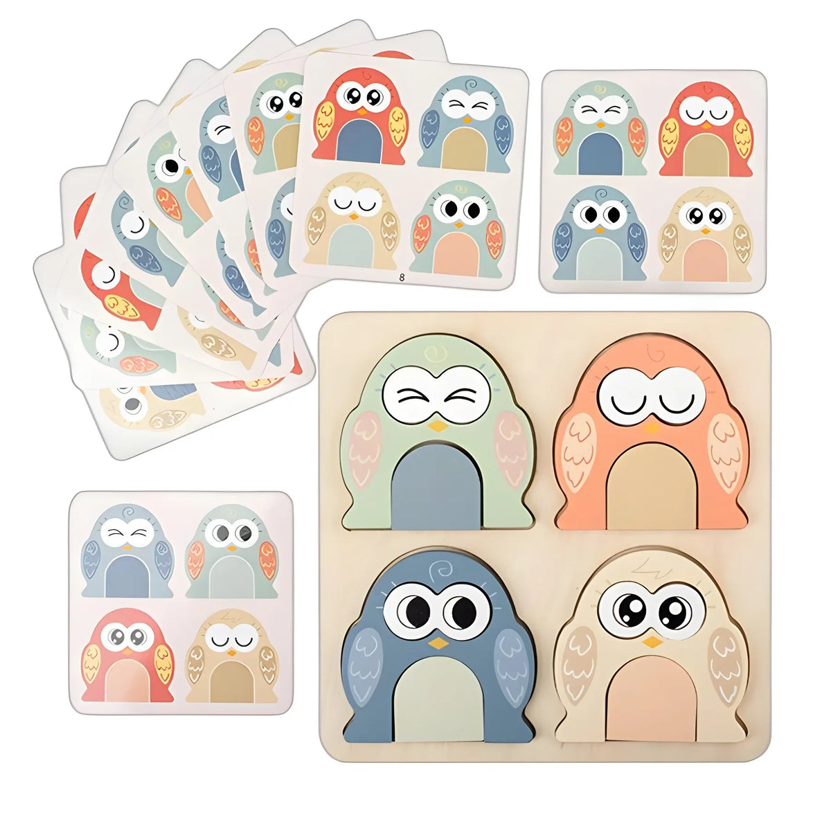 Wooden Owl Puzzle Board for Screen-Free Learning Play