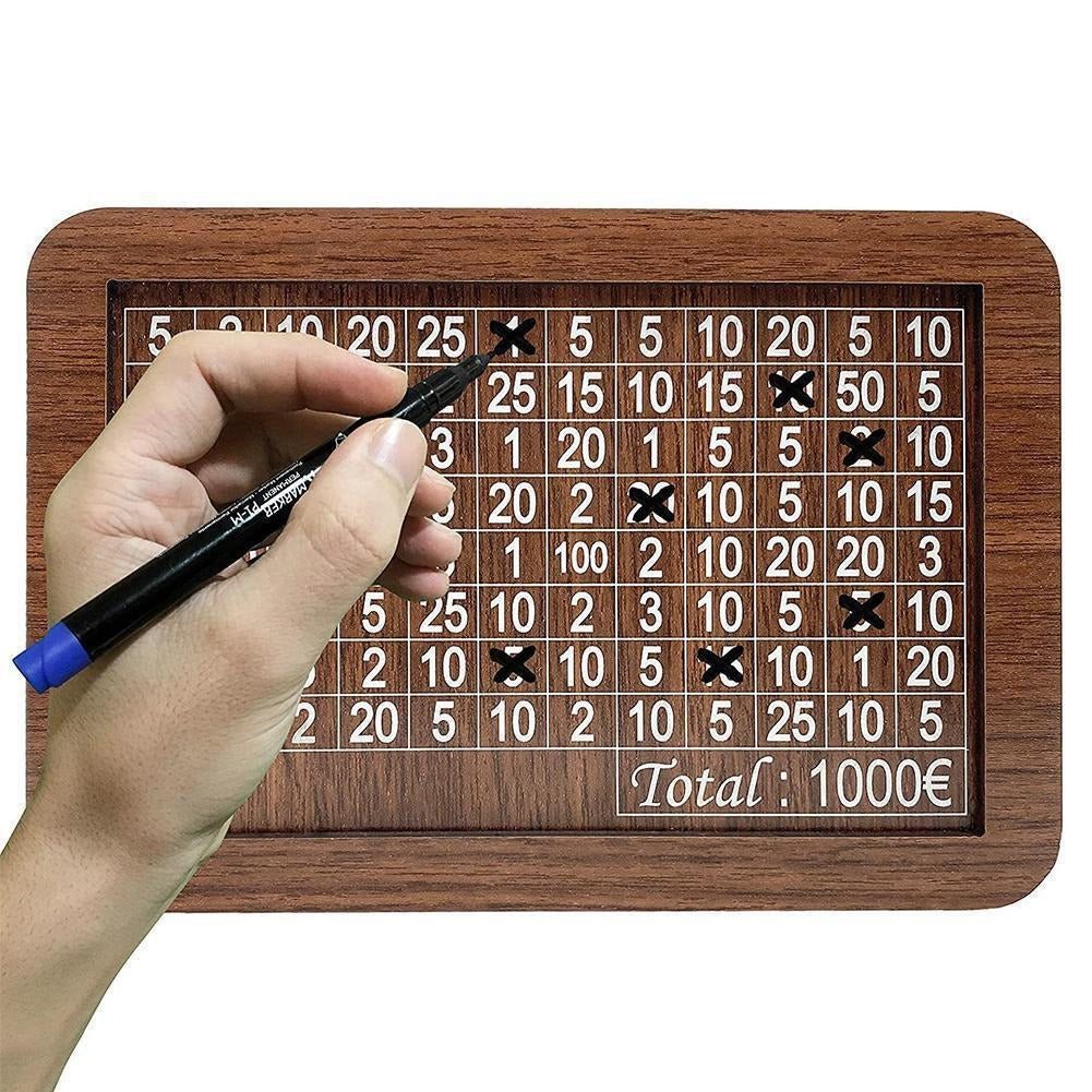 Wooden Savings Money Box with €1,000 Progress Tracker