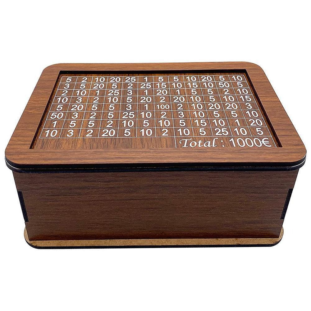 Wooden Savings Money Box with €1,000 Progress Tracker