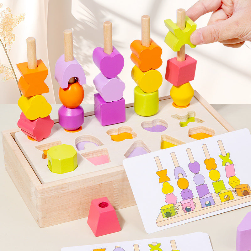 Wooden Shape Sorting Puzzle for Fine-Motor Skill Play