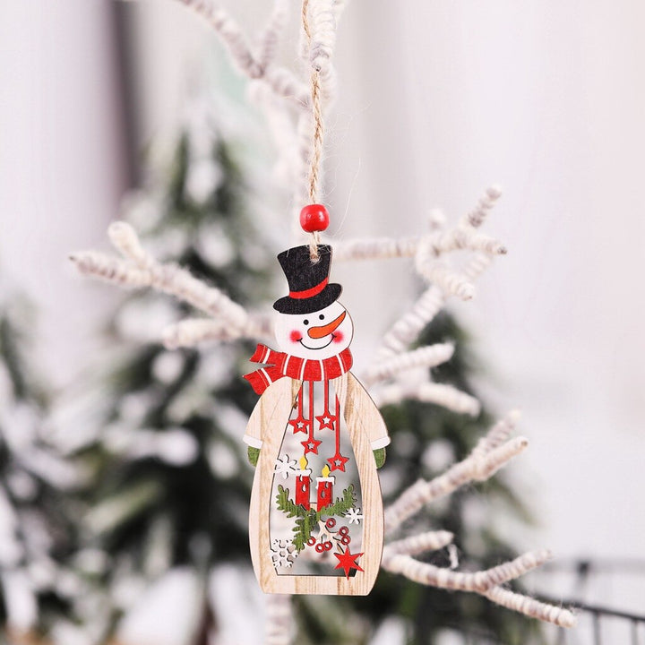 Wooden Christmas Ornaments Set of 3 Rustic Holiday Decor