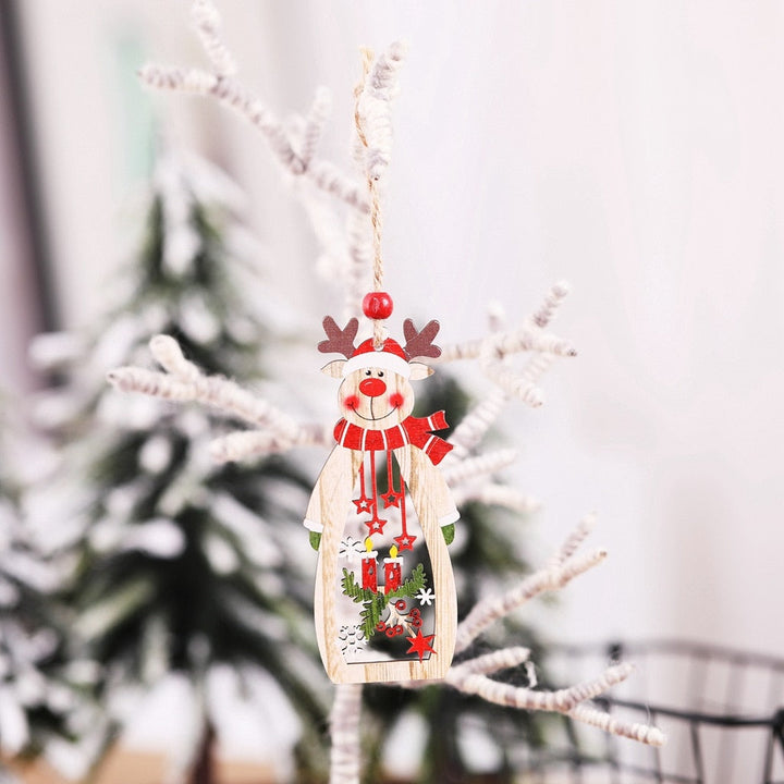 Wooden Christmas Ornaments Set of 3 Rustic Holiday Decor