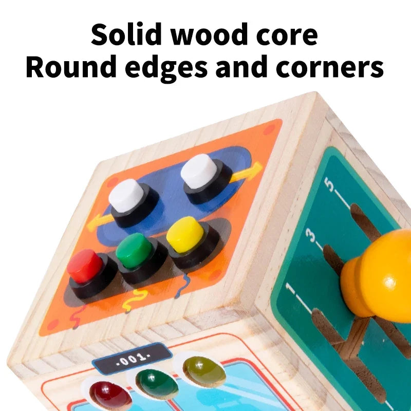 Wooden Montessori Activity Bus for Fine Motor Play
