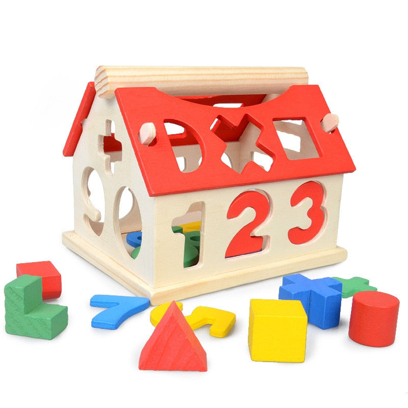 Wooden Learning House Toy for Numbers, Shapes & Colors