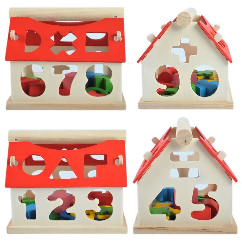 Wooden Learning House Toy for Numbers, Shapes & Colors