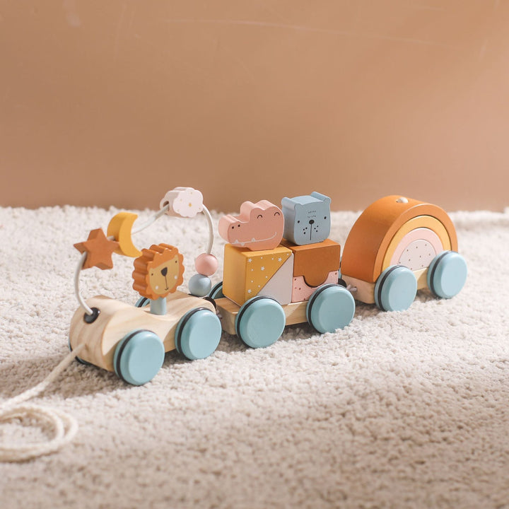 Wooden Pull-Along Train Toy for Screen-Free Learning