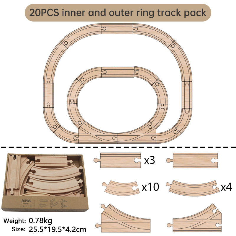 Wooden Train Track Set for Open-Ended Railway Play