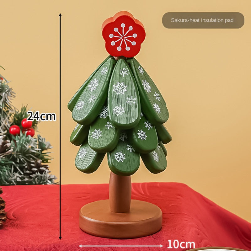Wooden Tree Coaster: Festive Christmas Table Decor