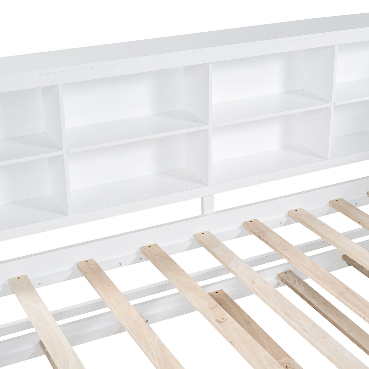 White Wood Twin Daybed with Trundle and USB Charging