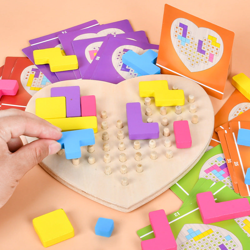 Wooden Heart Puzzle Toy for Spatial Thinking Skills