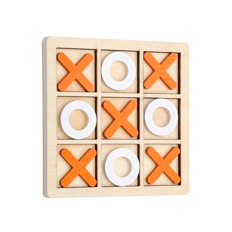Wooden Tic-Tac-Toe Board Game for Screen-Free Family Play