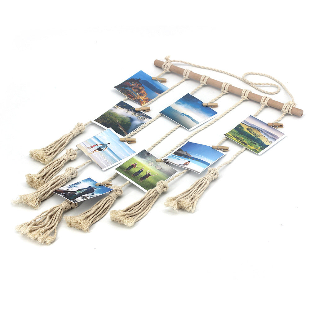 Woven Photo Wall Hanging for Boho Memory Displays