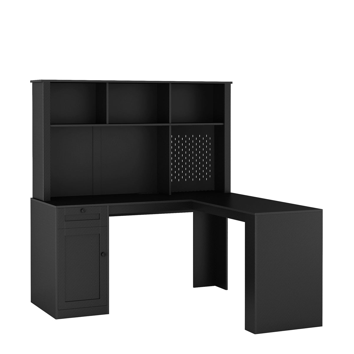 L-Shaped Corner Desk with Hutch and Built-In Charging
