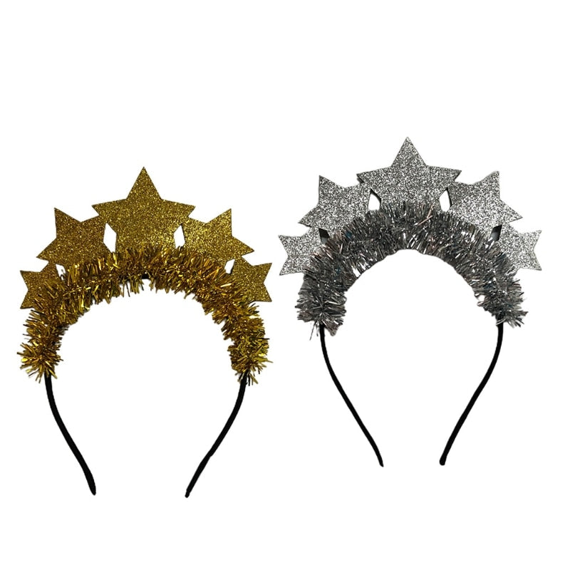 Glitter Star Headbands, 4-Piece Holiday Party Set