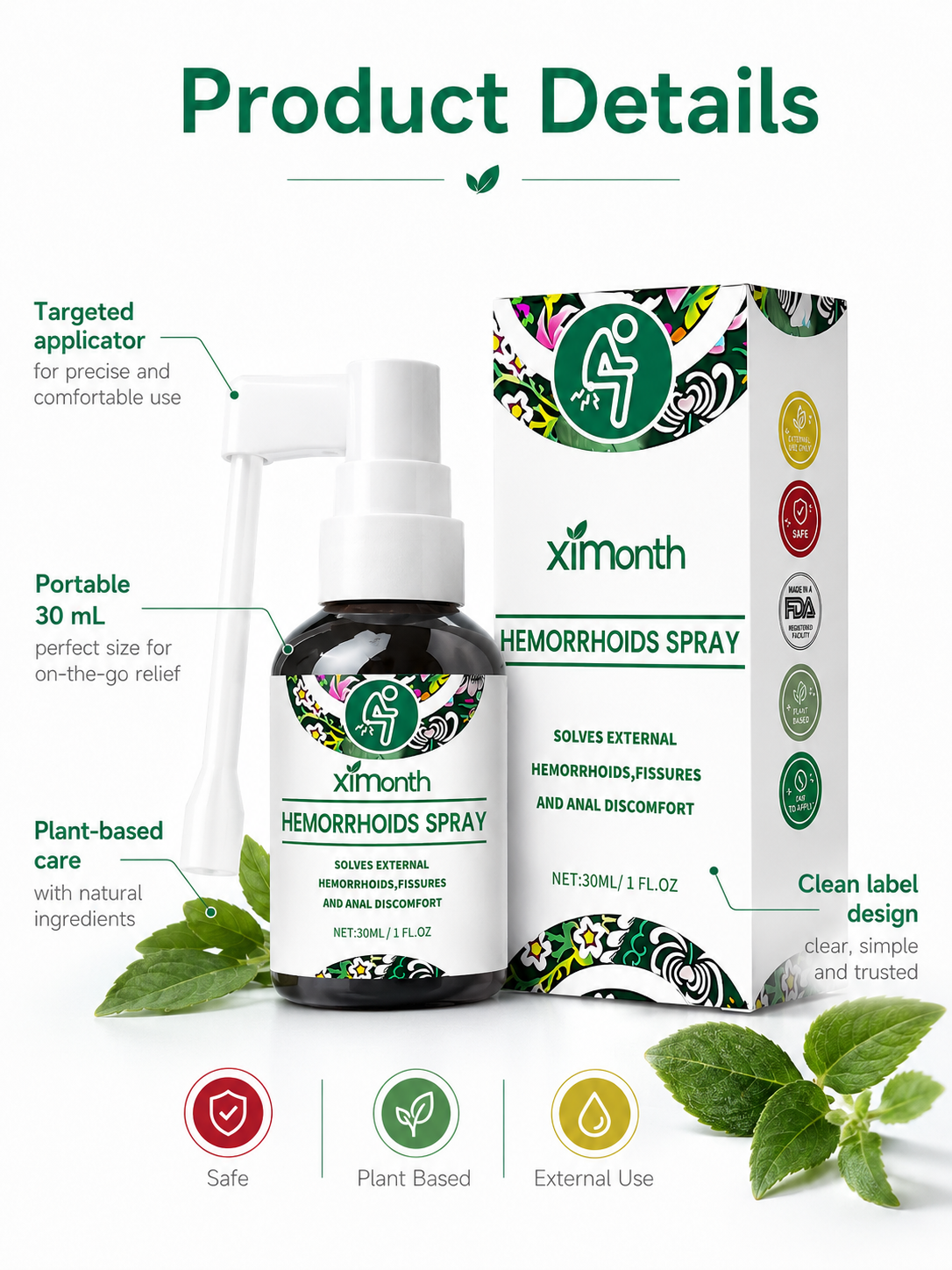 Herbal Perianal Spray — Soothing Relief & Repair | Ximonth