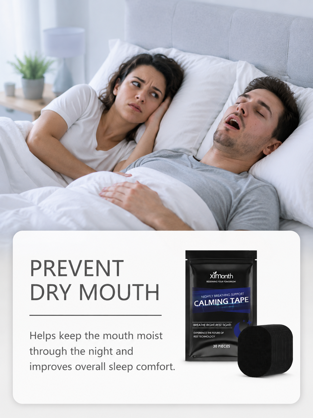 Snoring Patch — Reduce Snoring and Dry Mouth Overnight