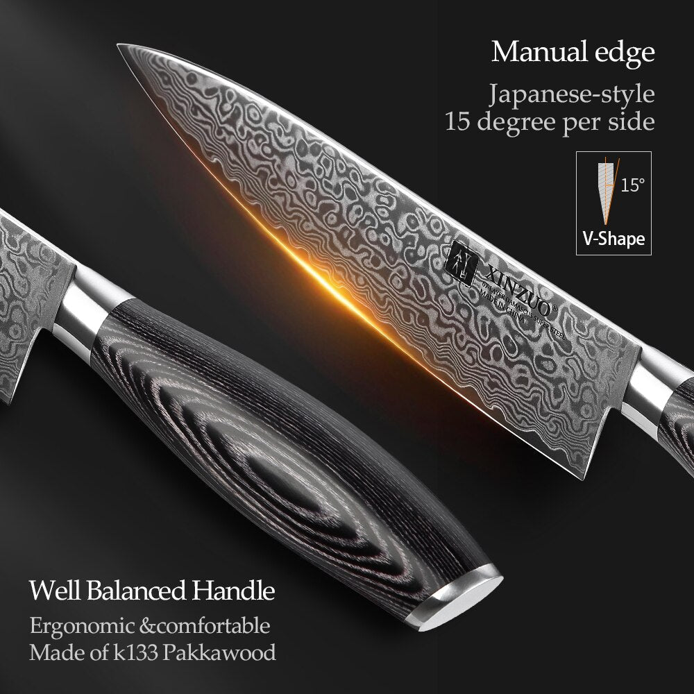 Damascus Kitchen Knife Set: 6-Piece Razor-Sharp Edge