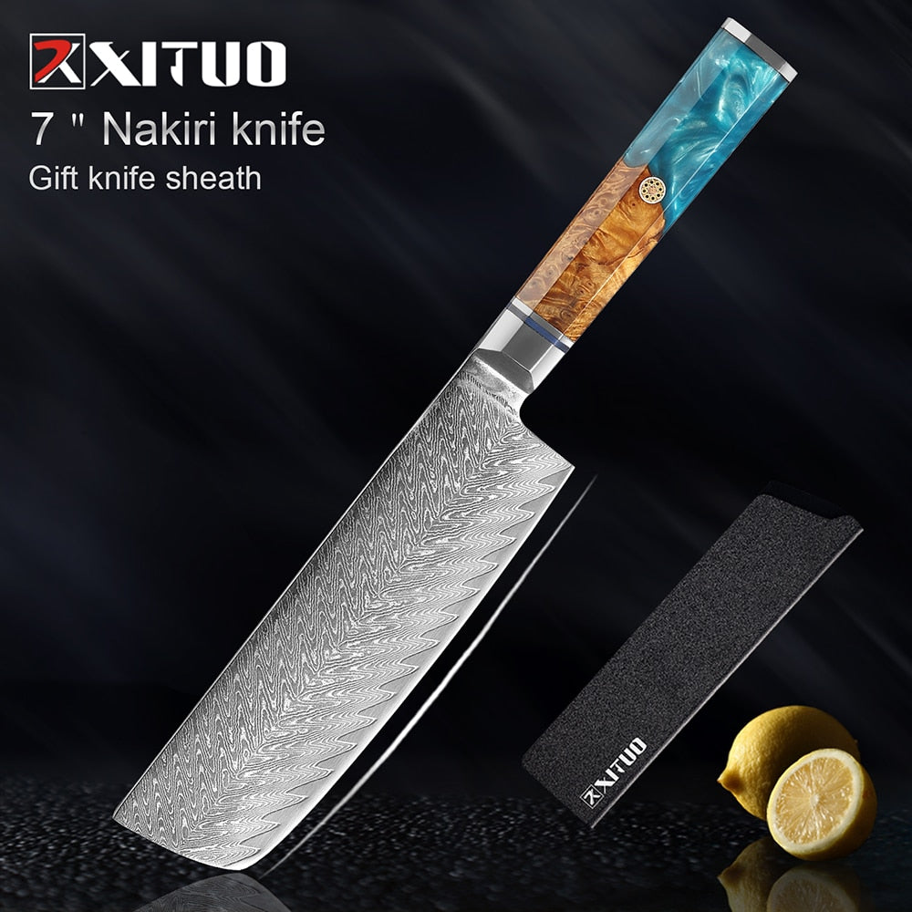 Damascus Chef Knife Set 9 Pieces for Every Kitchen Task