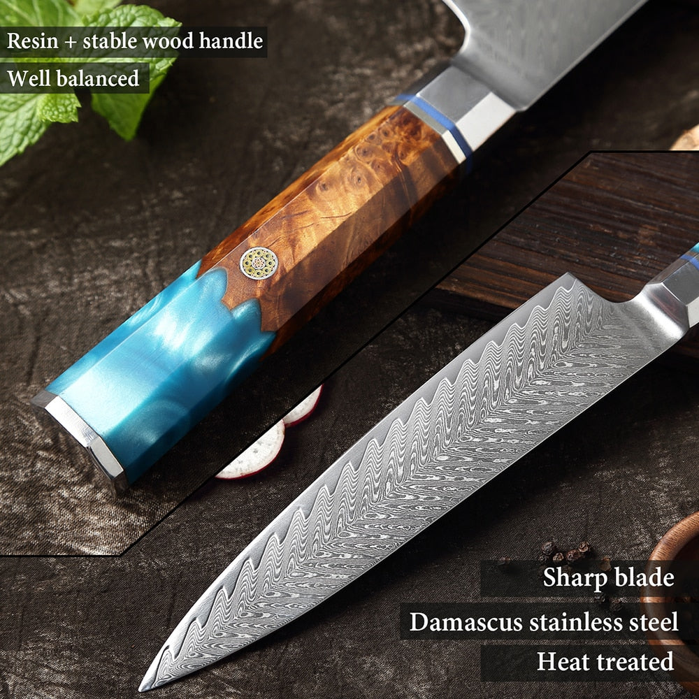 Damascus Chef Knife Set 9 Pieces for Every Kitchen Task