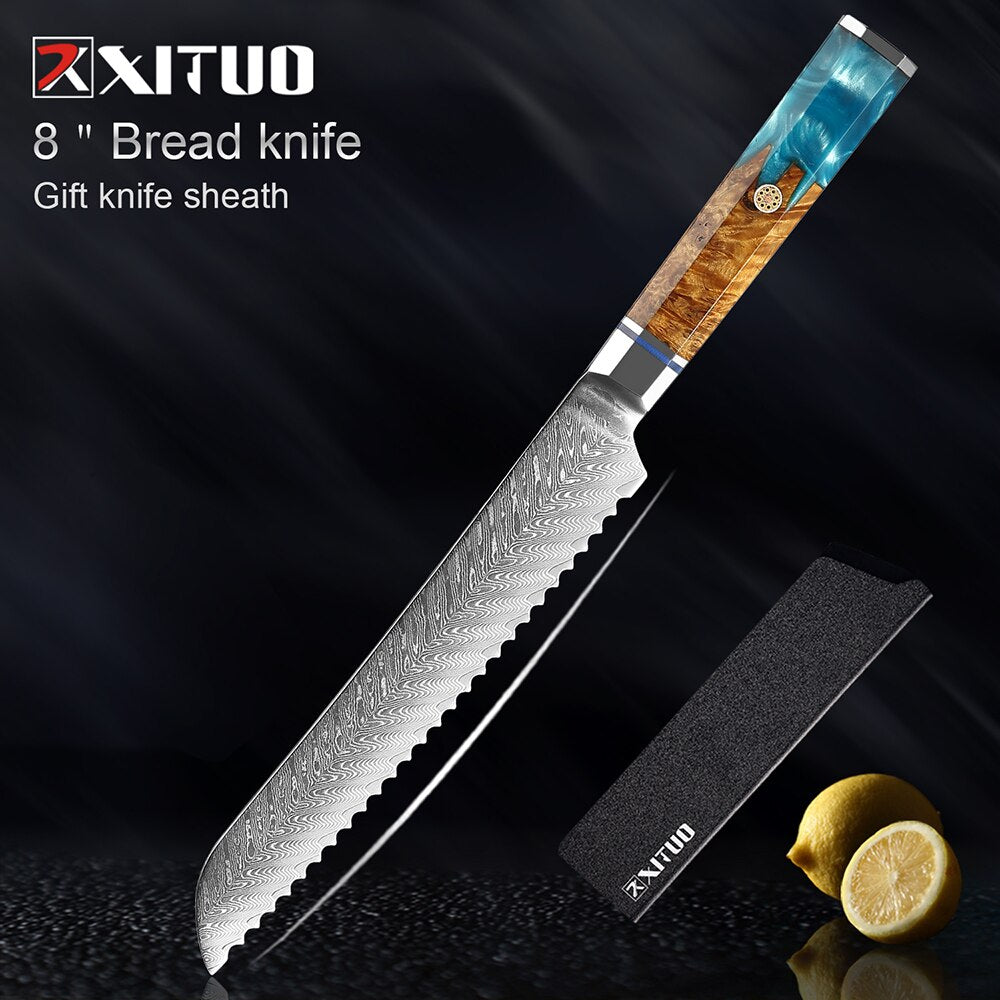 Damascus Chef Knife Set 9 Pieces for Every Kitchen Task