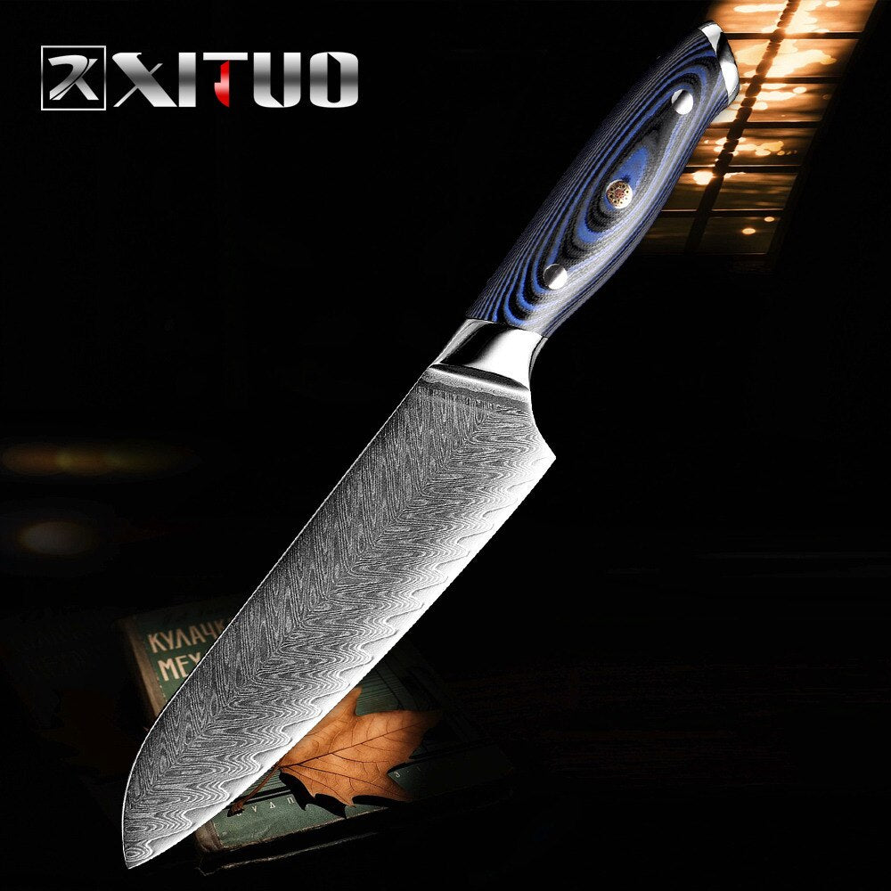 Damascus Chef Knife Set, 4-Piece Sharp V-Edge Kitchen