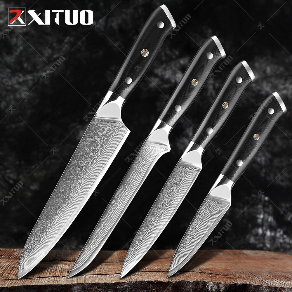 Damascus Chef Knife Set: 8-Piece VG10 Core Kitchen Set