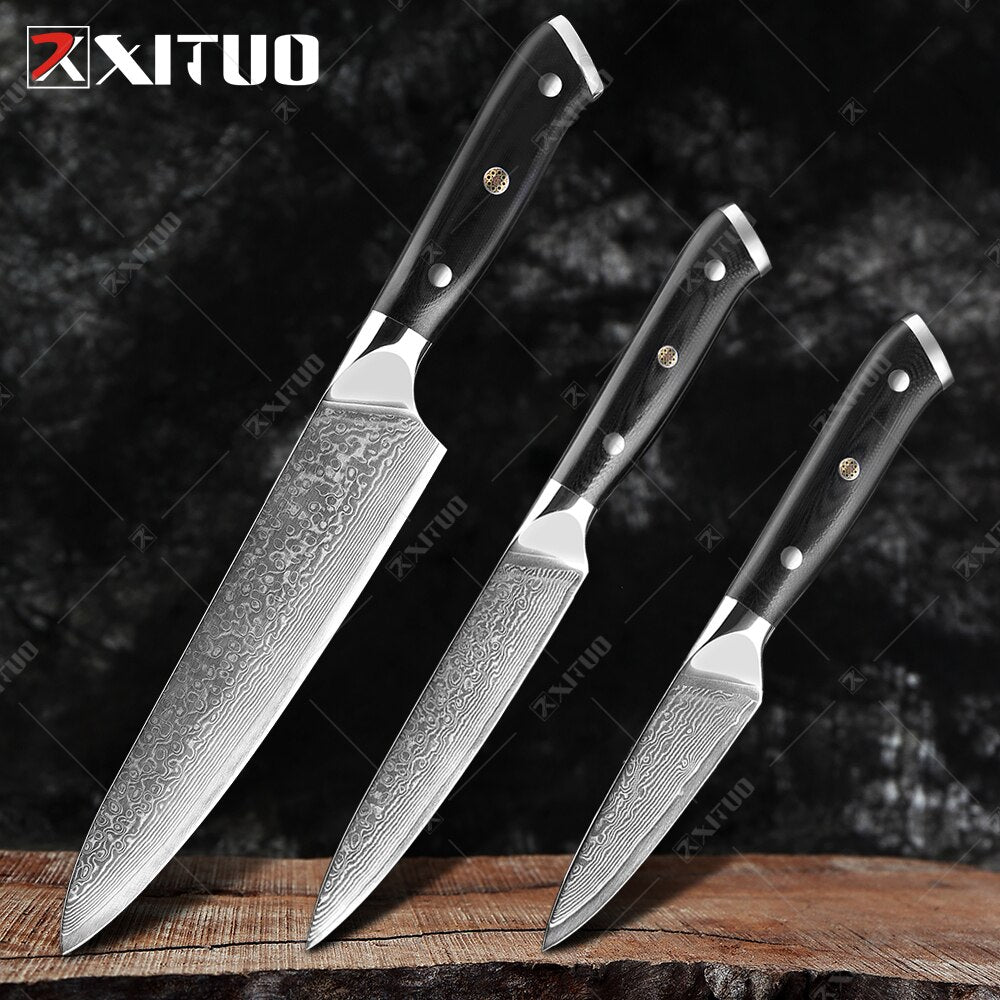 Damascus Chef Knife Set: 8-Piece VG10 Core Kitchen Set