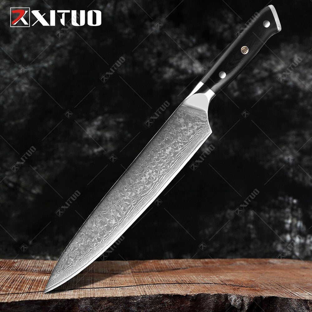 Damascus Chef Knife Set: 8-Piece VG10 Core Kitchen Set