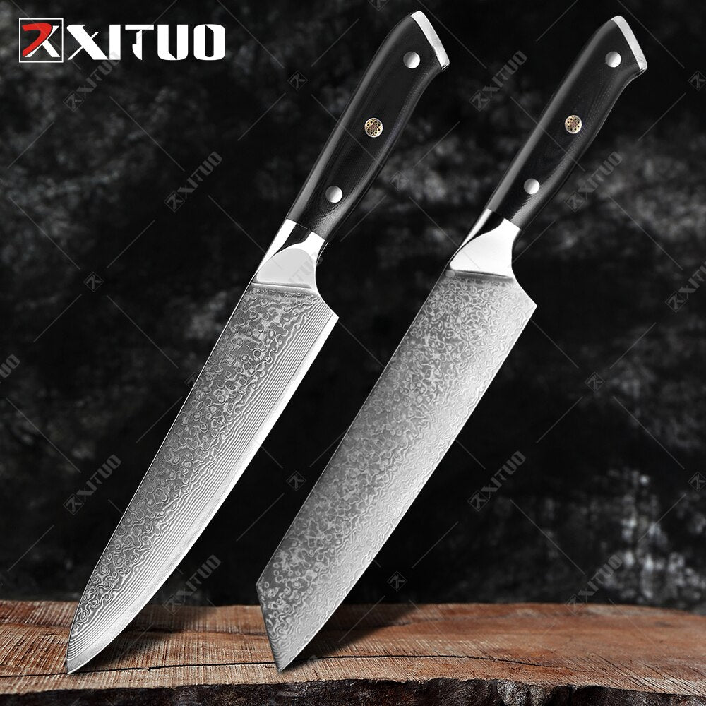 Damascus Chef Knife Set: 8-Piece VG10 Core Kitchen Set