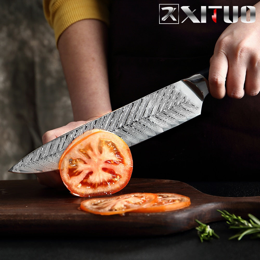Damascus Chef Knife Set, 4-Piece Sharp V-Edge Kitchen