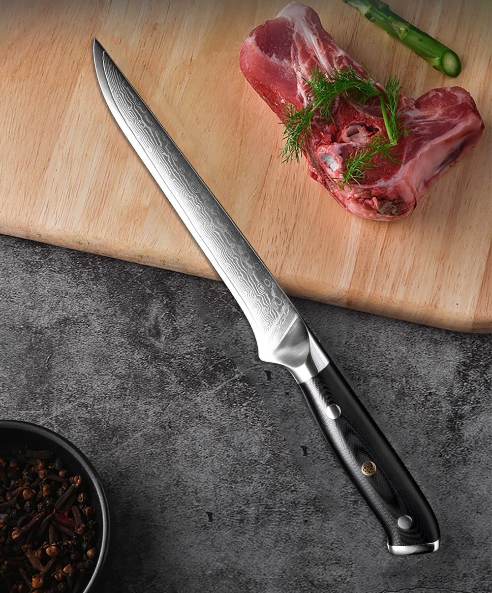 Damascus Chef Knife Set: 8-Piece VG10 Core Kitchen Set