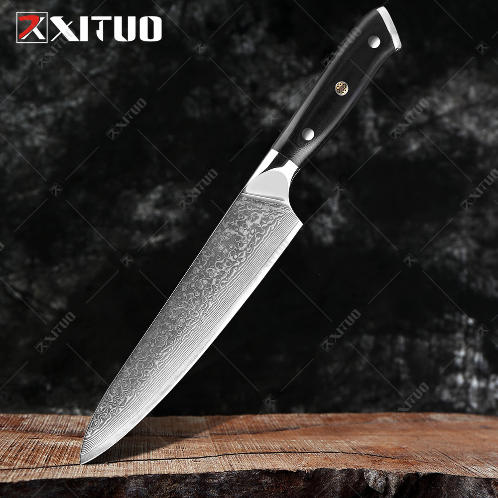 Damascus Chef Knife Set: 8-Piece VG10 Core Kitchen Set