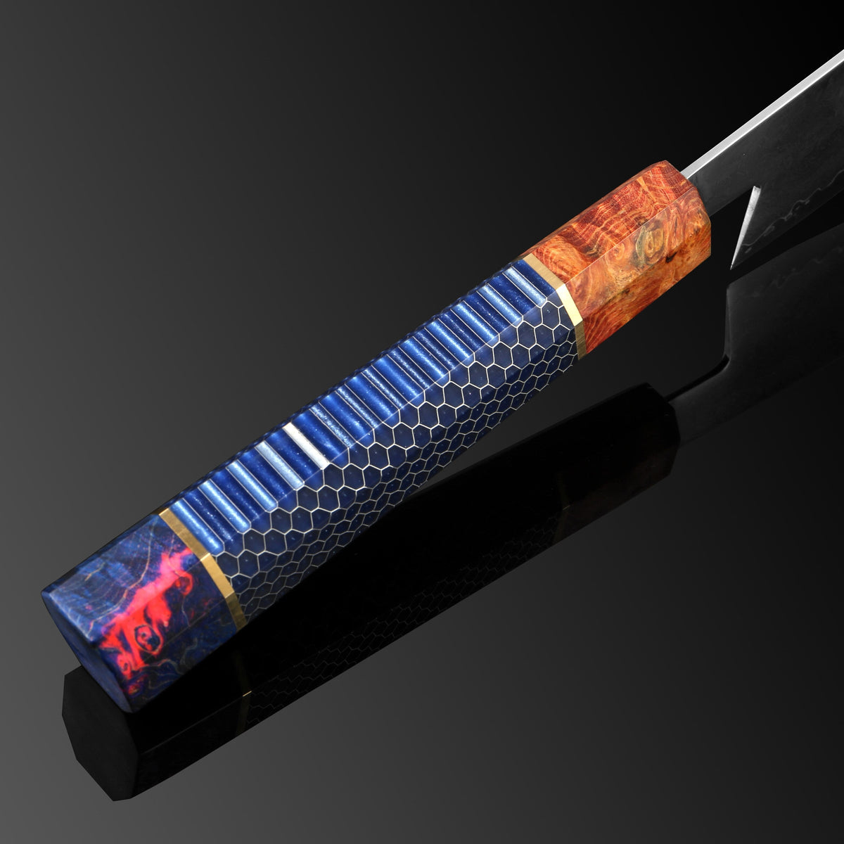 Damascus Chef Knife 8 Inch Kiritsuke with Honeycomb Resin