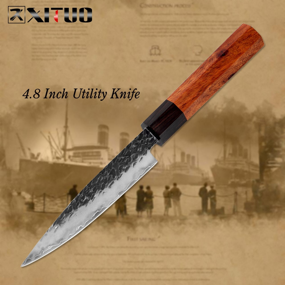 Hand-Forged 3-Layer Steel Chef Knife That Resists Rust