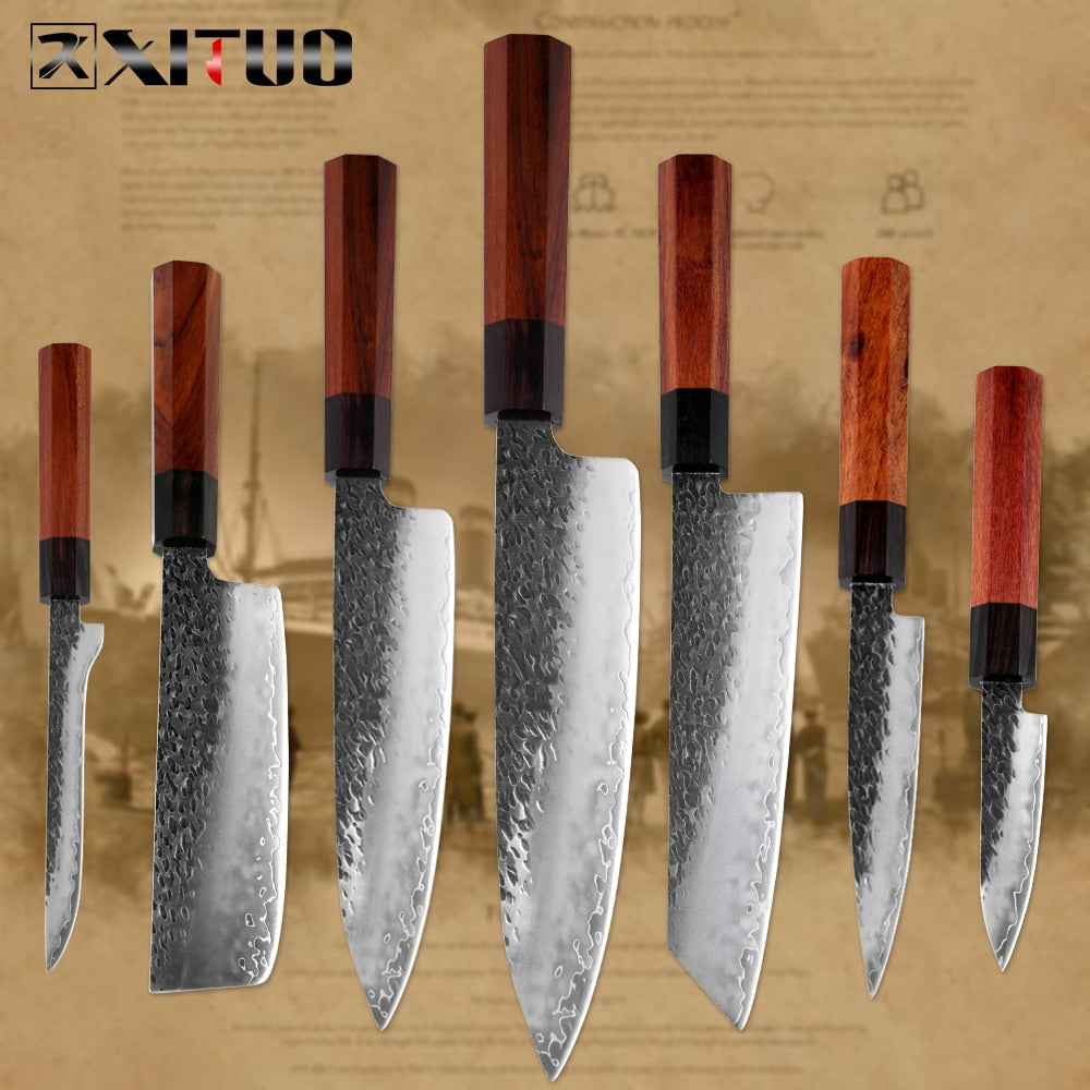 Hand-Forged 3-Layer Steel Chef Knife That Resists Rust