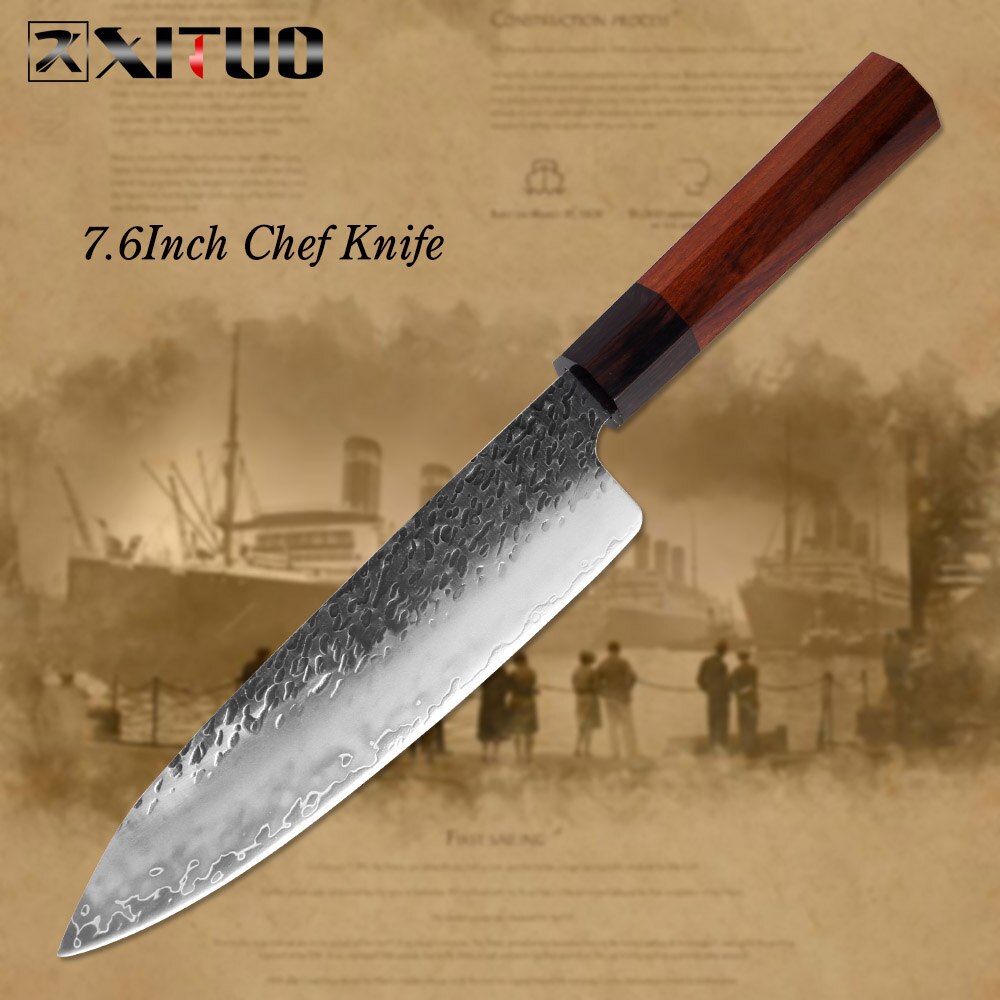 Hand-Forged 3-Layer Steel Chef Knife That Resists Rust