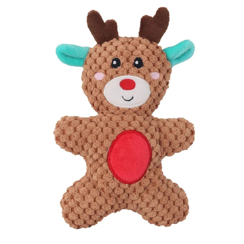 Christmas Dog Plush Toys, 4-Piece Squeaky Toy Set