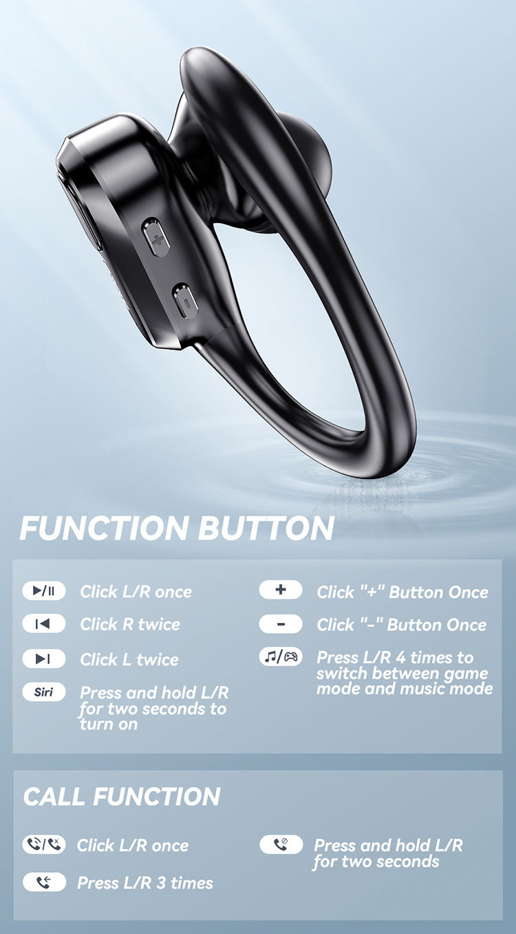 Over-Ear Wireless Sports Earbuds with Secure Ear Hooks