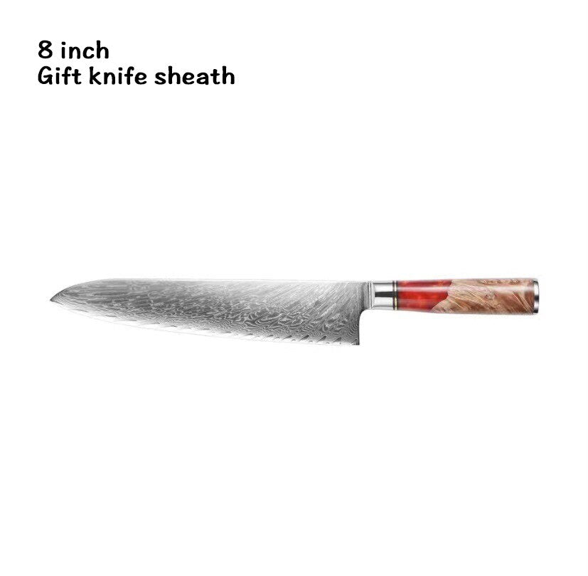 8-Piece Damascus Kitchen Knife Set with Blue Resin Handles