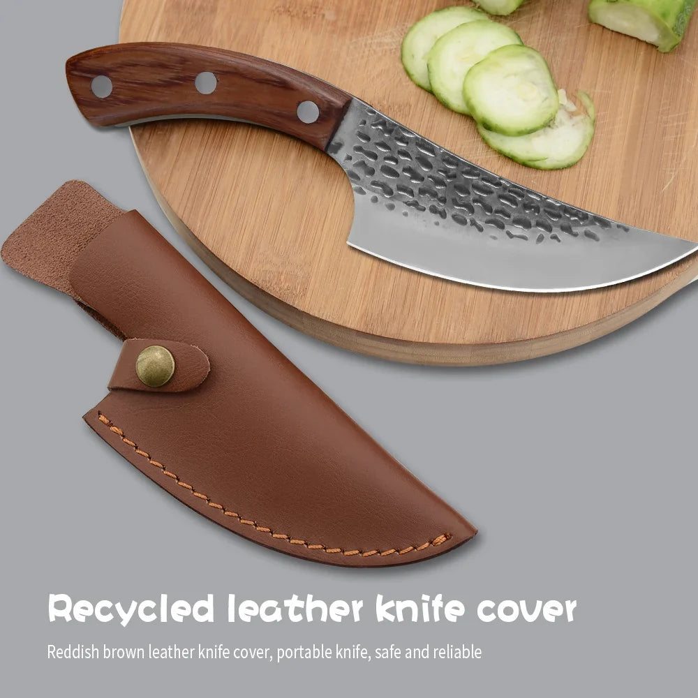 Full Tang Forged Boning Knife 5.5 Inch with Leather Sheath