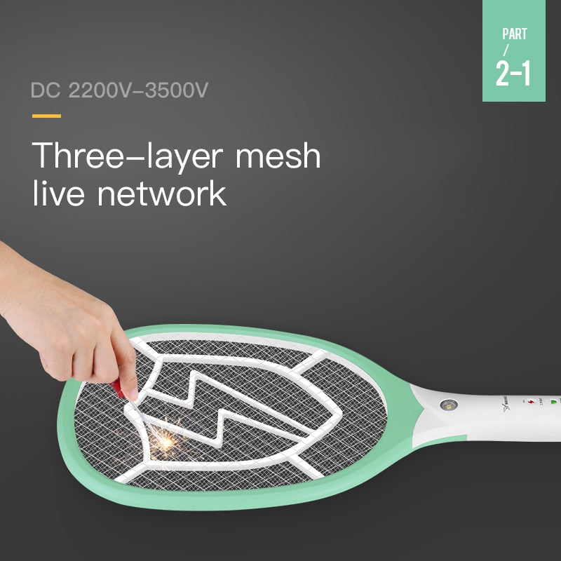 Rechargeable Electric Fly Swatter with 2200V Mesh Grid